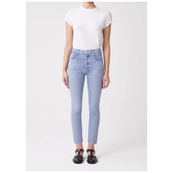 AGOLDE Nico High-Rise Slim Fit Jeans Cliffside sz 26 Women's Stretch Denim - Picture 2 of 16